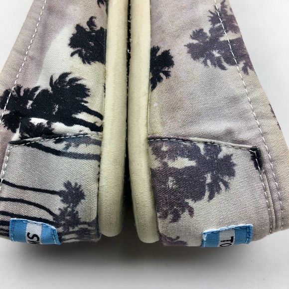 TOMS Palm Tree Gray Black Slip On Shoes Size 7 - Picture 5 of 8